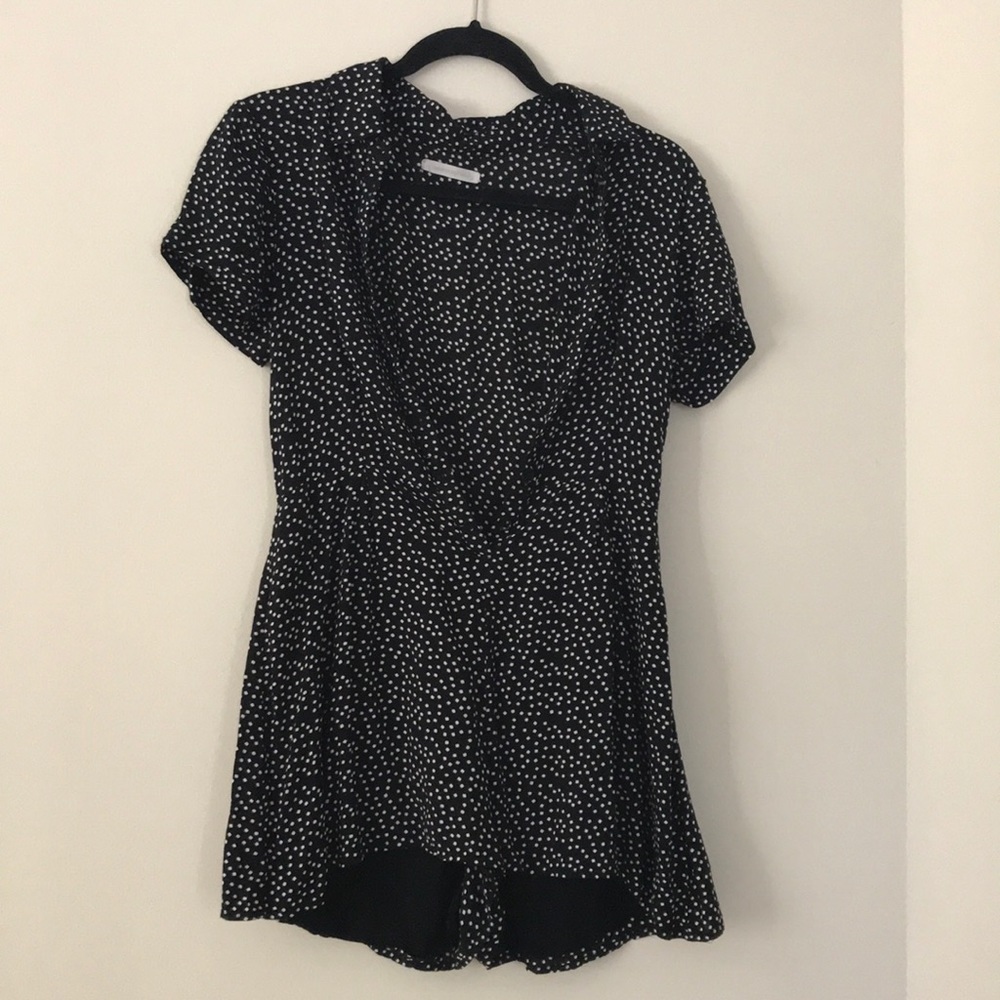 Urban outfitters black romper with white polkadots